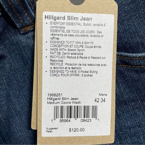 NWT Prana‎ Hillgard Slim Jean Size 42 x 34 Medium Ozone Wash Denim - Picture 6 of 7